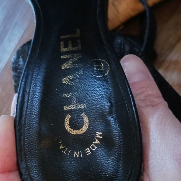 Vintage Chanel Black/ Cork Ankle Strap Sandals Size 36.5/size 6.5 - Picture 14 of 16